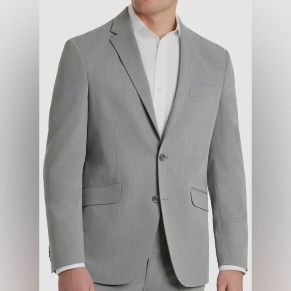 Kenneth Cole Reaction Techni-Cole Gray Suit 42R Blazer 35x32 Pants  Comfort Fit - Picture 2 of 6
